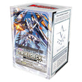 Card game trial deck packaging with robot illustration on a white background