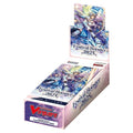 A box of Cardfight!! Vanguard Festival Booster 2025 trading cards, featuring colorful anime artwork of a blue and silver character on the packaging, set against a plain white background.