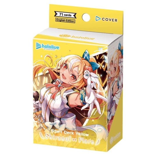 Card game box with anime character design featuring Hololive production branding.