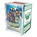 A start up trial deck box in white and green with a anime character on the front wearing gold and white
